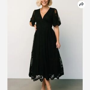 Baltic Born Clarissa Black Lace Midi Dress